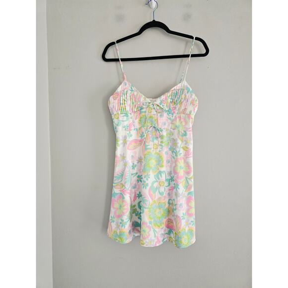 For Love Bell White Colorful Floral Mini Dress L - Picture 5 of 5